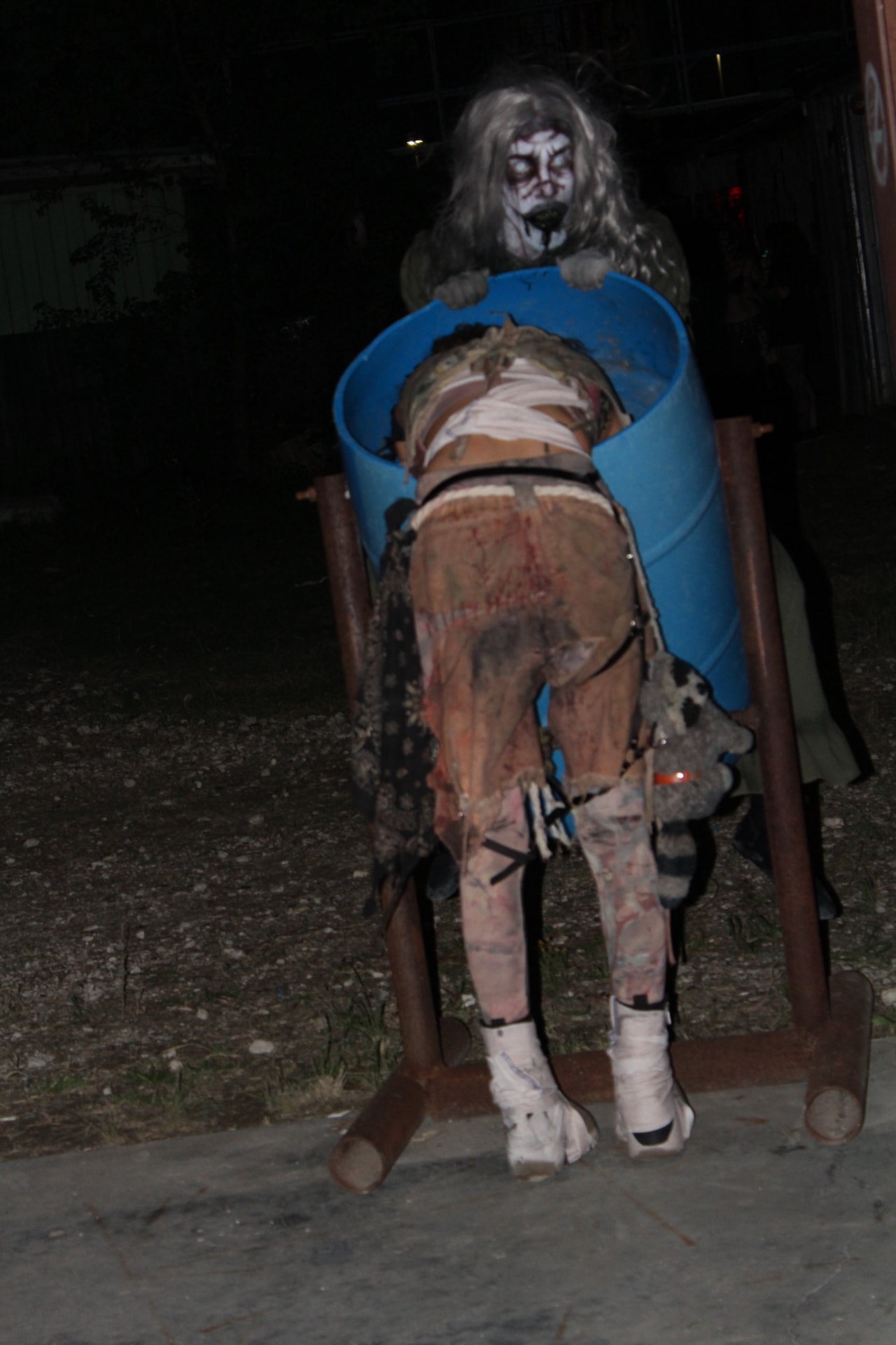Vanity and Lucy Scroo rising from a barrel at Phobia Haunt