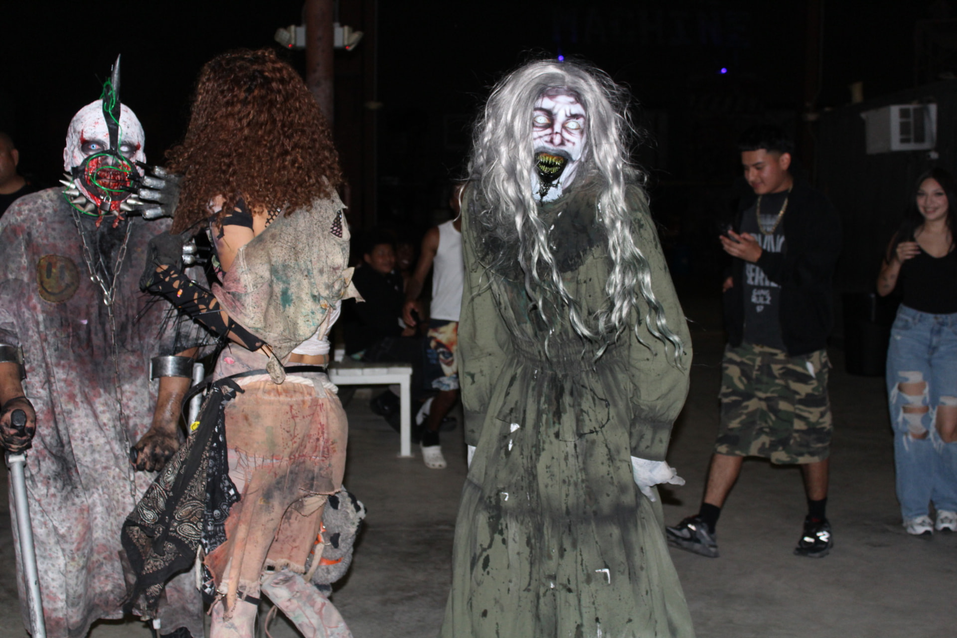 Vanity and Lucy Scroo scaring guests at night at Phobia Haunt