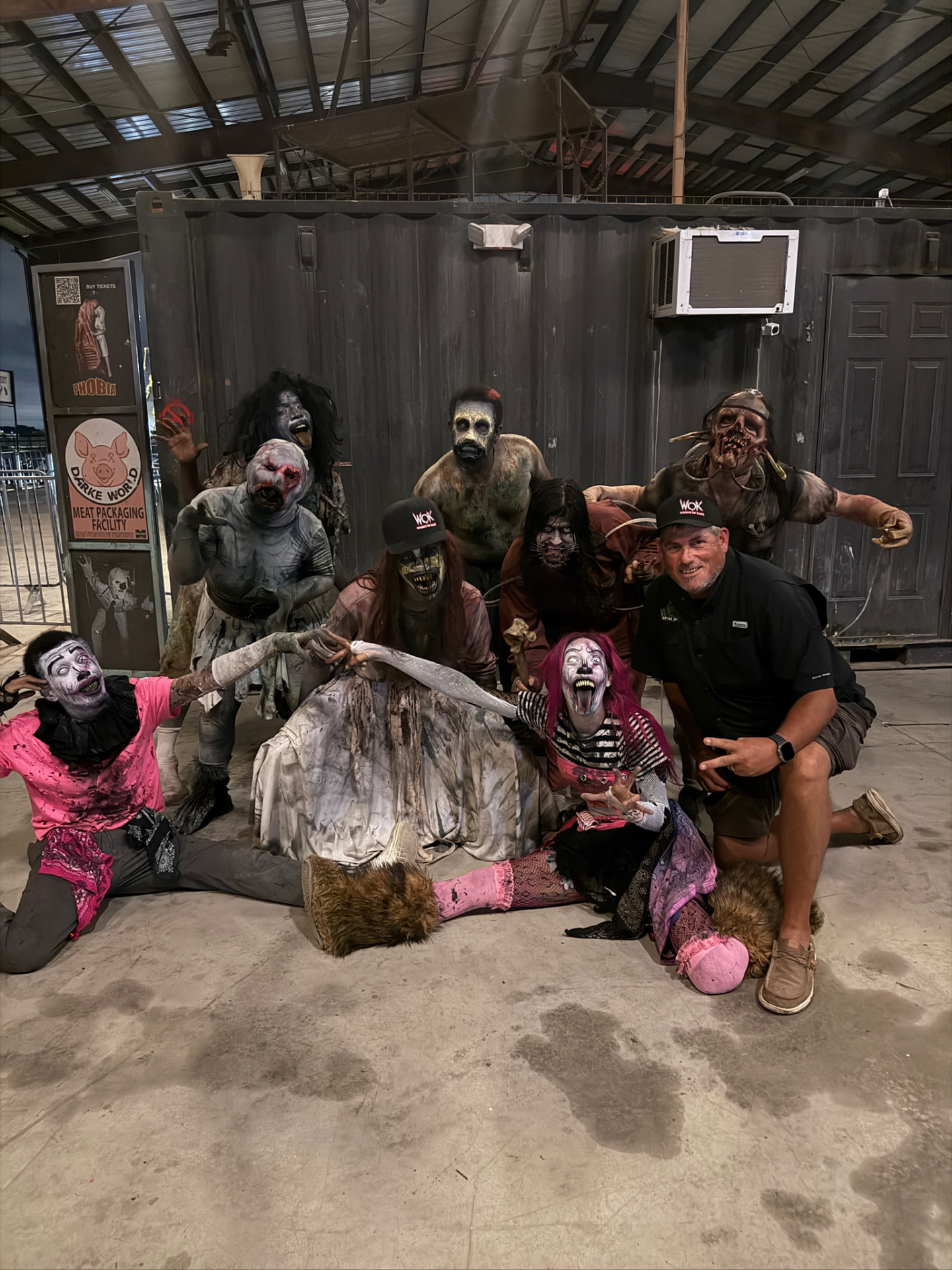 The cast posing together at Phobia Haunt in Houston