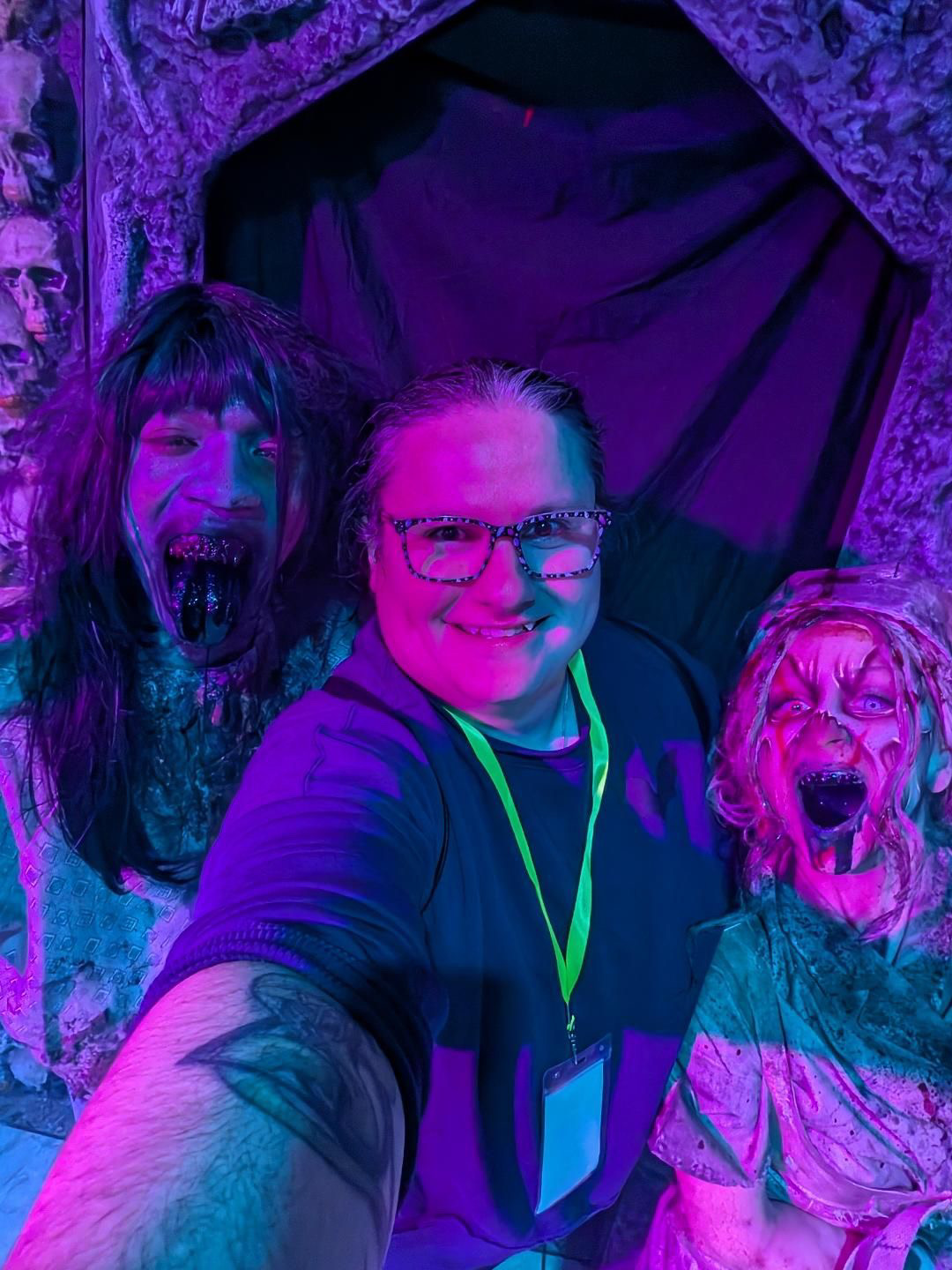 A selfie with two characters at Hera's Nightmare in Westminster